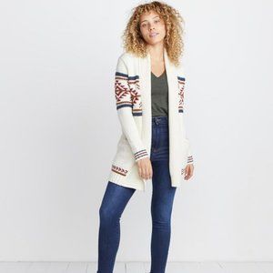 Marine Layer Brooklyn Cardigan in Cream Southwestern Aztec Native Pattern